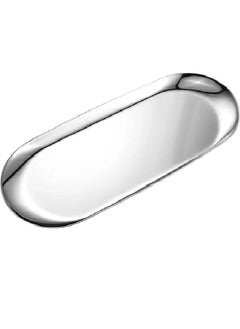 Joyelink Silver Metal Dresser Tray for Small Jewelry Cosmetics Watch Fragrance Keys - Oval 23 x 9.5 cm Silver  - Image 1