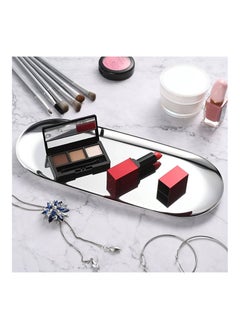 Joyelink Silver Metal Dresser Tray for Small Jewelry Cosmetics Watch Fragrance Keys - Oval 23 x 9.5 cm Silver  - Image 5