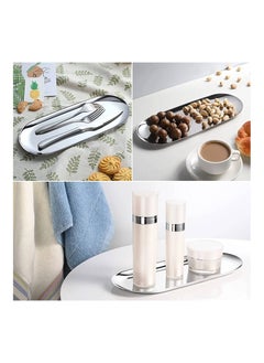 Joyelink Silver Metal Dresser Tray for Small Jewelry Cosmetics Watch Fragrance Keys - Oval 23 x 9.5 cm Silver  - Image 4