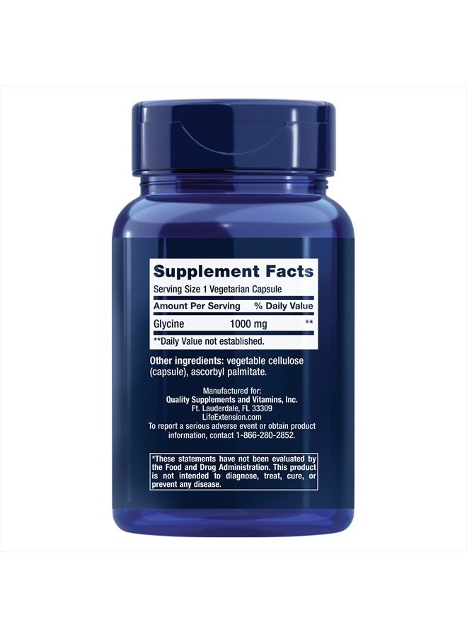 Life Extension Glycine 1000 mg – Promotes Relaxation, Healthy Sleep, Glucose + Fructose Metabolism – Gluten-Free, Non-GMO, Vegetarian – 100 Vegetarian Capsules - Image 2