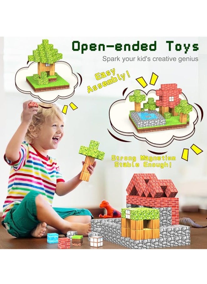 General 100 Magnetic Building Blocks Minecraft Games for Kids with Magnets STEM Montessori Toddler Sensory Cube Birthday Gifts for Boys and Girls Ages 3-12  - Image 2