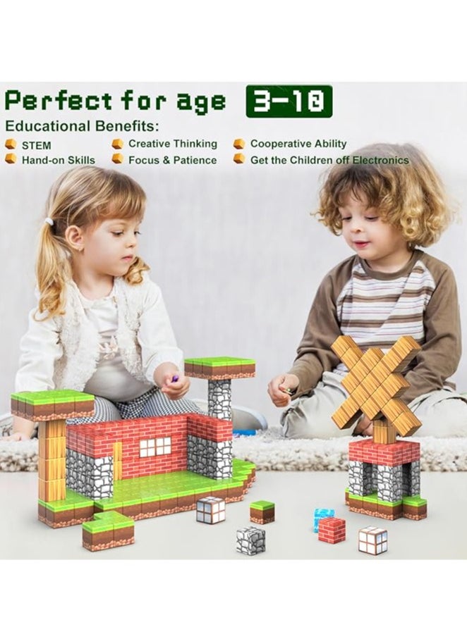 General 100 Magnetic Building Blocks Minecraft Games for Kids with Magnets STEM Montessori Toddler Sensory Cube Birthday Gifts for Boys and Girls Ages 3-12  - Image 4