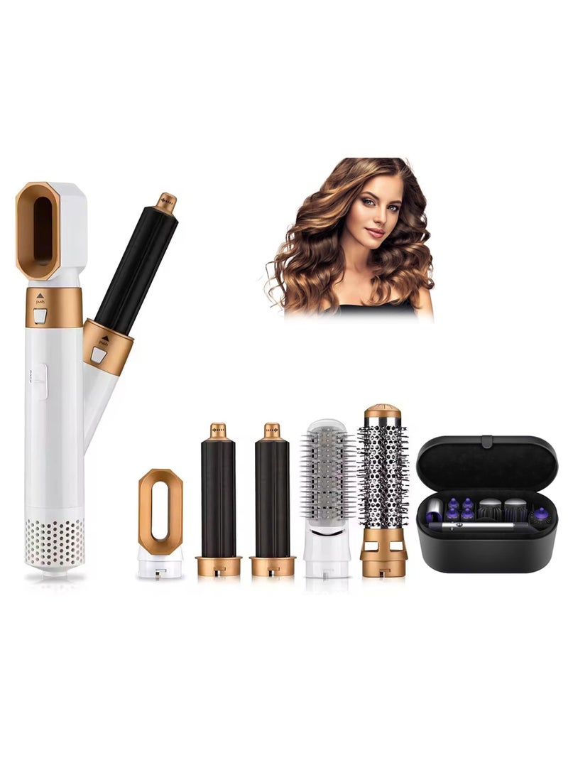 Generic Multifunctional 5-in-1 Hair Dryer, Hair Straightening Comb Curling Brush, Negative Ion Salon Hot Air Styler and Styling Tool Set for Drying Combing, Curling, Blow Drying and Straightening, Prevent Hand Burns  - Image 1