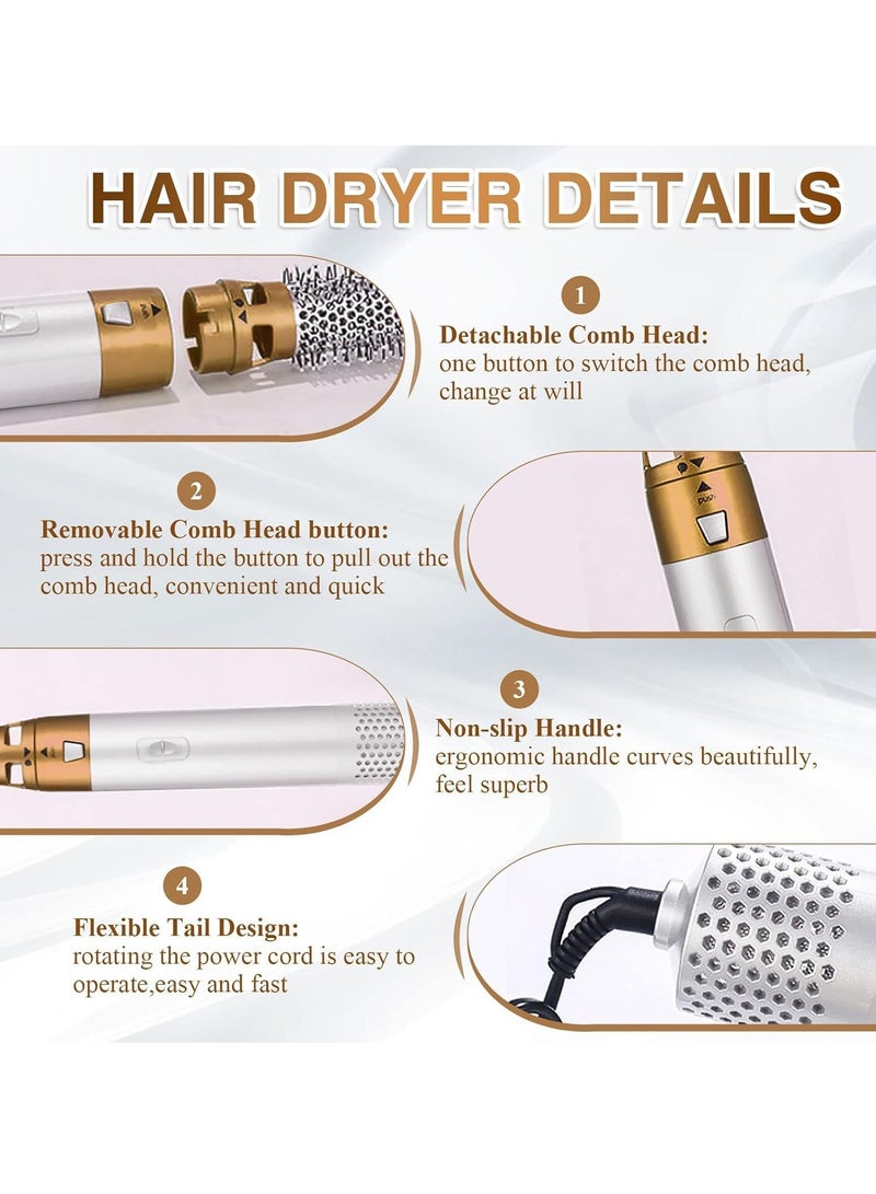 Generic Multifunctional 5-in-1 Hair Dryer, Hair Straightening Comb Curling Brush, Negative Ion Salon Hot Air Styler and Styling Tool Set for Drying Combing, Curling, Blow Drying and Straightening, Prevent Hand Burns  - Image 5