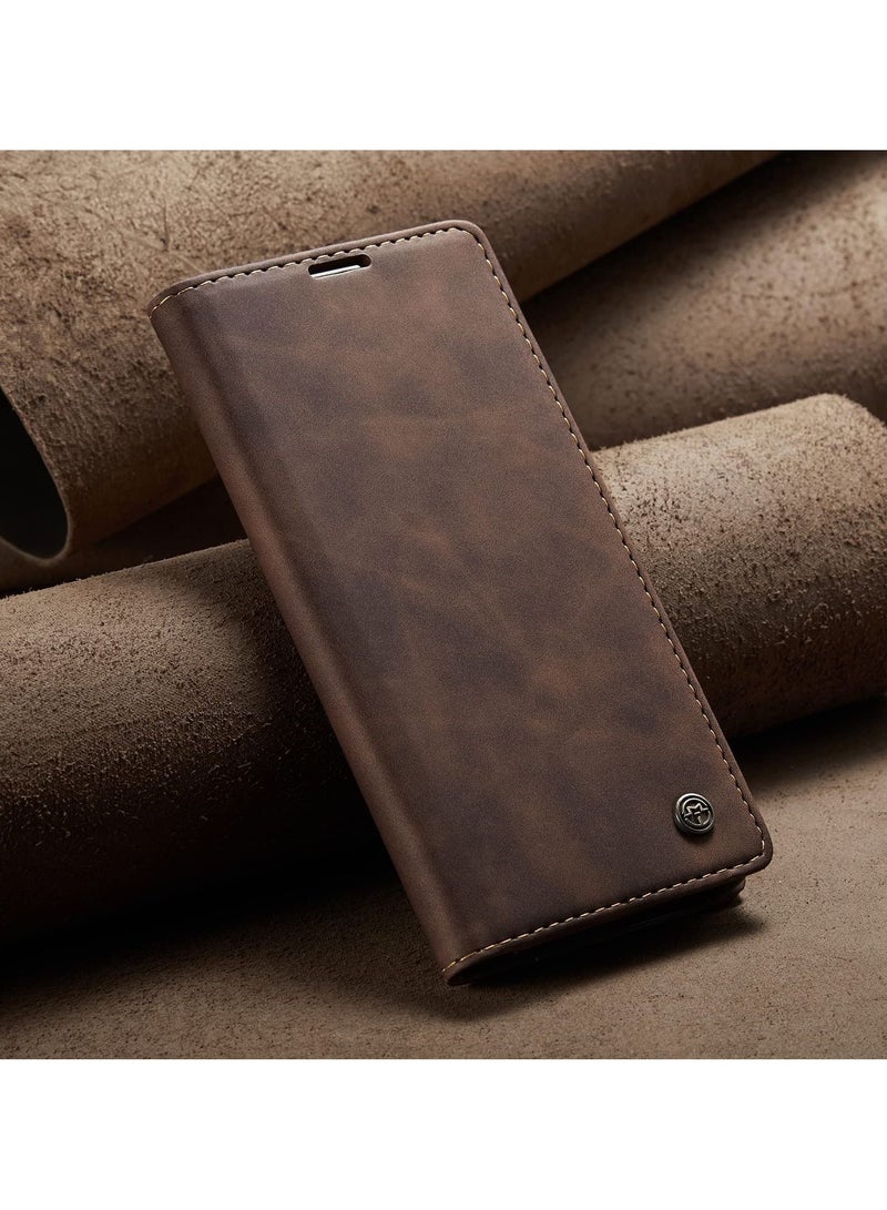 GOLDEN MASK For Xiaomi Redmi A1 Plus Flip Case Wallet Protection Leather Cover with Card Holder (Brown)