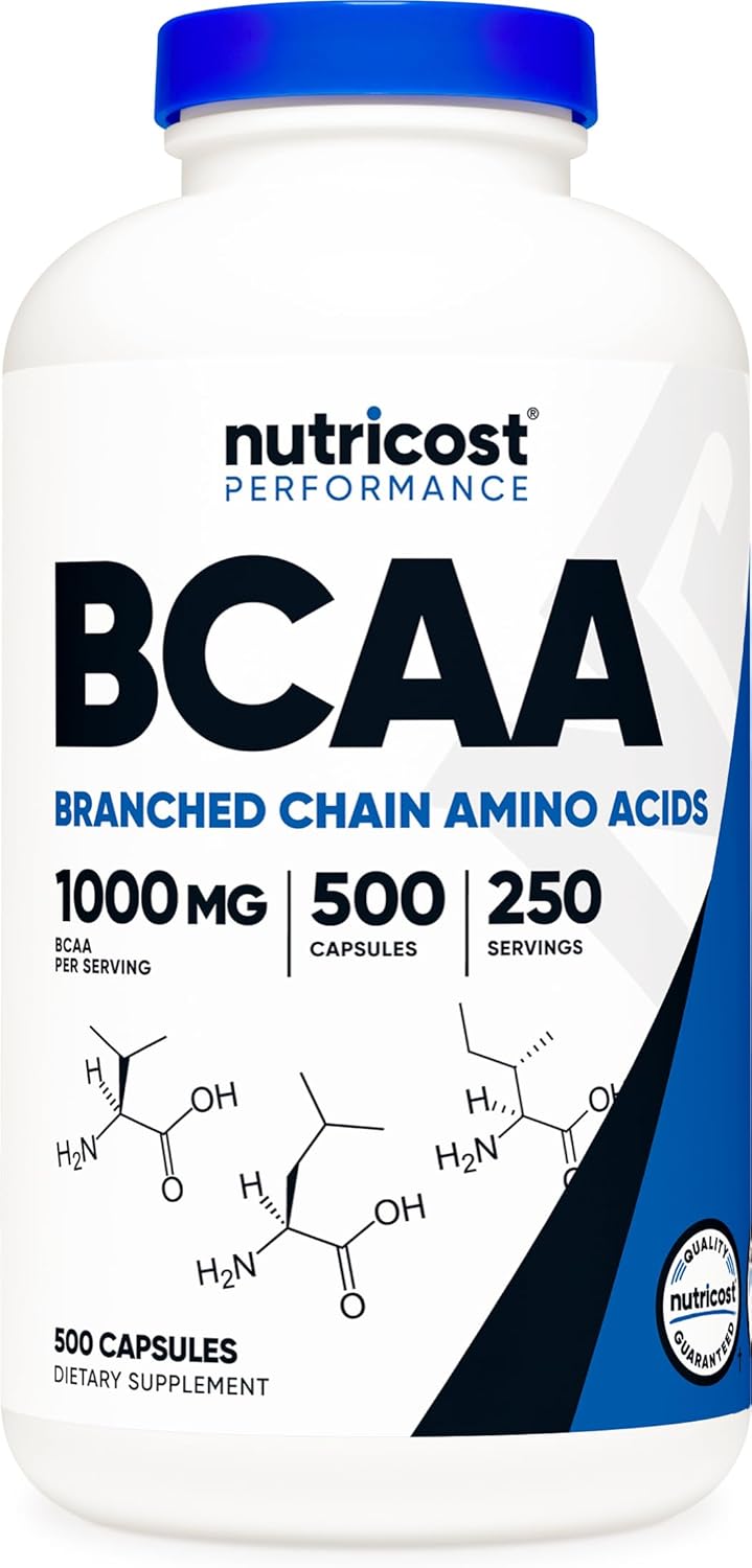 Nutricost BCAA 1000mg 500 Capsules 250 Serv 211 Branched Chain Amino Acids 500mg of LLeucine 250mg of LIsoleucine and LValine - Image 1