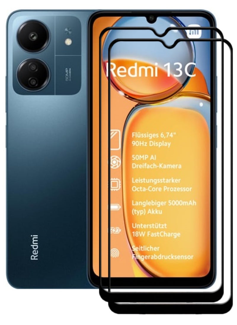 ACLIX 2 Pieces Antistatic ESD Dustproof Premium Quality High Definition Tempered Glass Screen Protector Designed For Xiaomi Redmi 13C - Image 1
