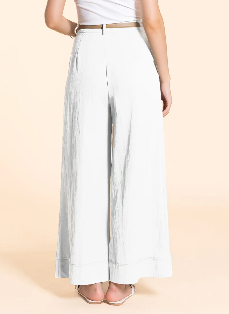 شايبس WIDE-LEG LINEN BLEND TROUSERS