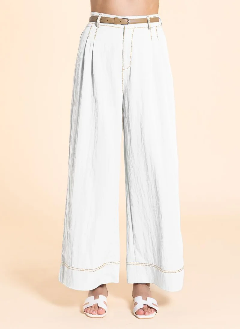 SHAPES WIDE-LEG LINEN BLEND TROUSERS