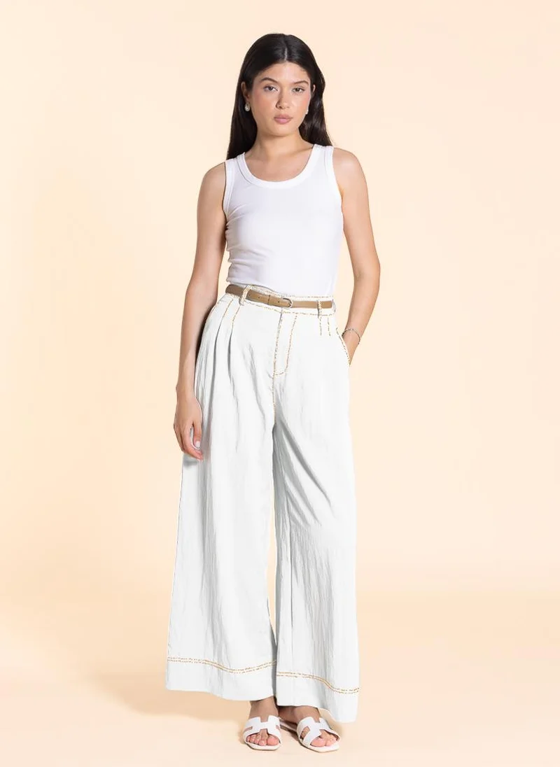 SHAPES WIDE-LEG LINEN BLEND TROUSERS