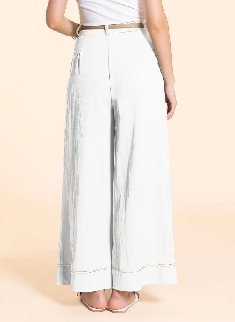 SHAPES WIDE-LEG LINEN BLEND TROUSERS