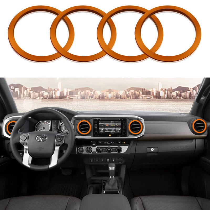 For 20162023 Tacoma AC Vent Ring Inner Cover Air Conditioning Outlet Trim Decoration Toyota Tacoma Accessories 4 Piece KitOrange