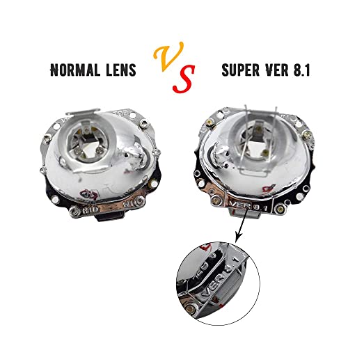 YUFANYA 2.5 Inch H1 8.1 Ver Bixenon Projector Lens Hi/Lo Beam Function with White Angel Eyes Decoration,Halo Rings DRL Function,Chrome Shrouds Mask,Fit for H1 H4 H7 Car Motorcycle Retrofit - Image 4
