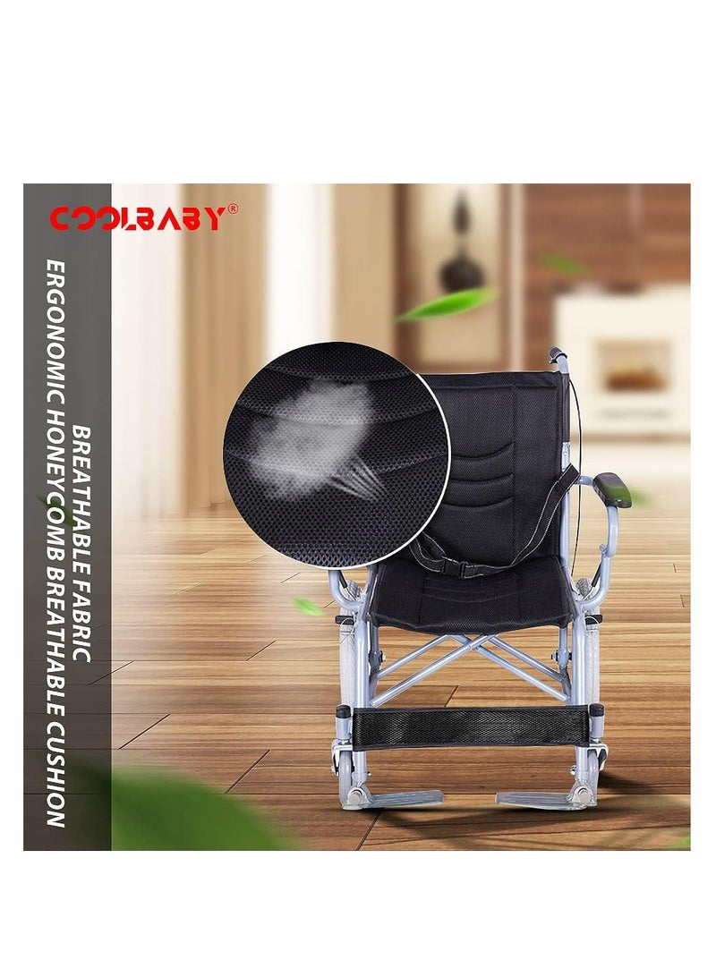 Foldable Lightweight Wheelchair For The Elderly Disabled With Handbrakes, Black
