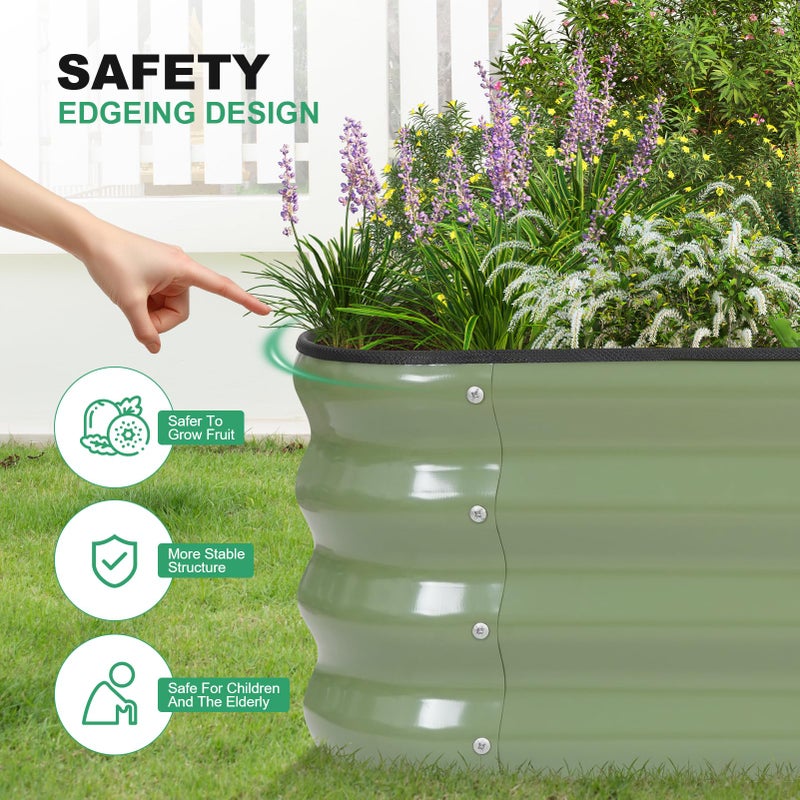 1MORE Raised Garden Bed -4X2X1 Galvanized Planter Box for Outdoor Gardening,3 in 1 Modular Raised Bed Kit with Protective Tape, Gloves for Herbï¼ŒIdeal for Vegetables and Plants.Green-1Pcak - Image 3