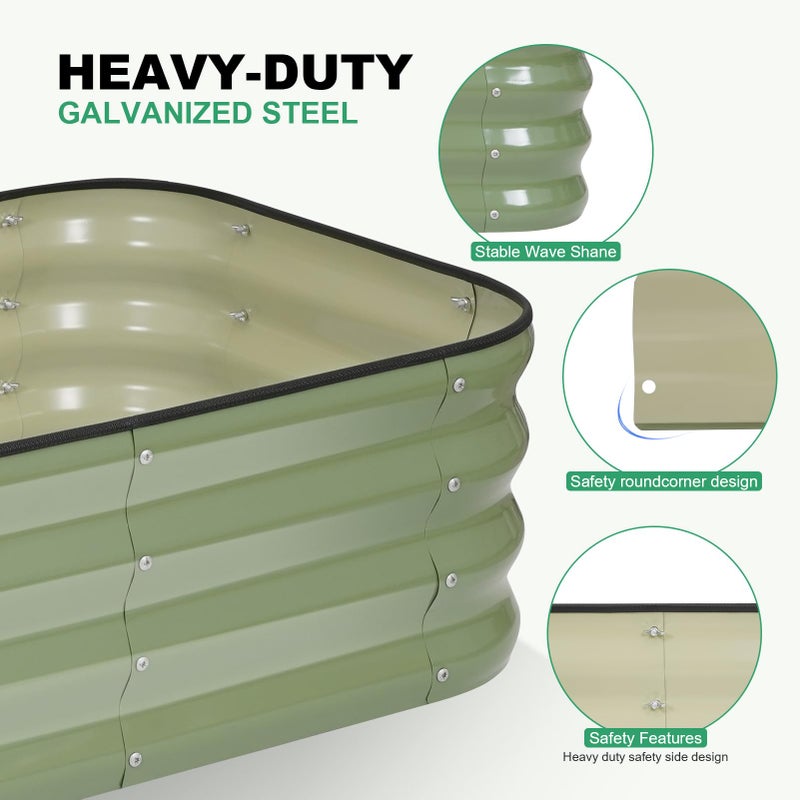 1MORE Raised Garden Bed -4X2X1 Galvanized Planter Box for Outdoor Gardening,3 in 1 Modular Raised Bed Kit with Protective Tape, Gloves for Herbï¼ŒIdeal for Vegetables and Plants.Green-1Pcak - Image 2