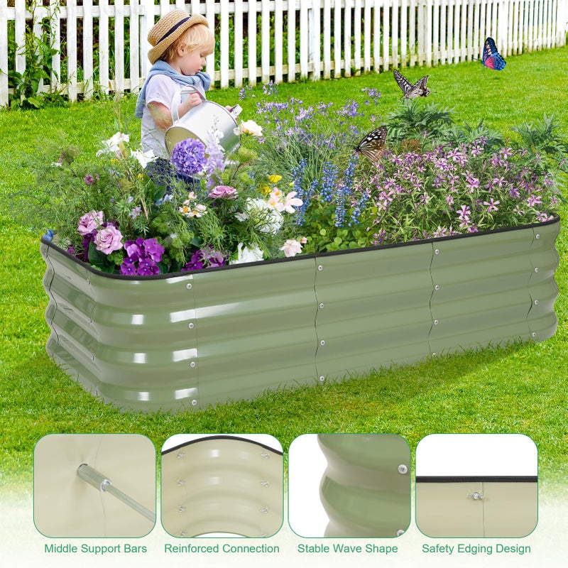 1MORE Raised Garden Bed -4X2X1 Galvanized Planter Box for Outdoor Gardening,3 in 1 Modular Raised Bed Kit with Protective Tape, Gloves for Herbï¼ŒIdeal for Vegetables and Plants.Green-1Pcak - Image 5