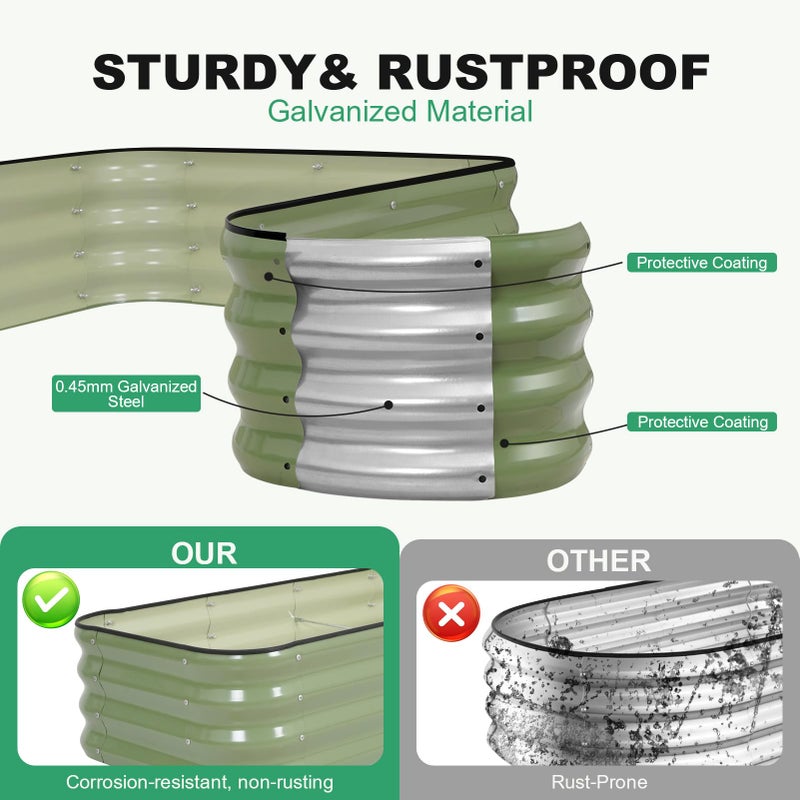 1MORE Raised Garden Bed -4X2X1 Galvanized Planter Box for Outdoor Gardening,3 in 1 Modular Raised Bed Kit with Protective Tape, Gloves for Herbï¼ŒIdeal for Vegetables and Plants.Green-1Pcak - Image 4