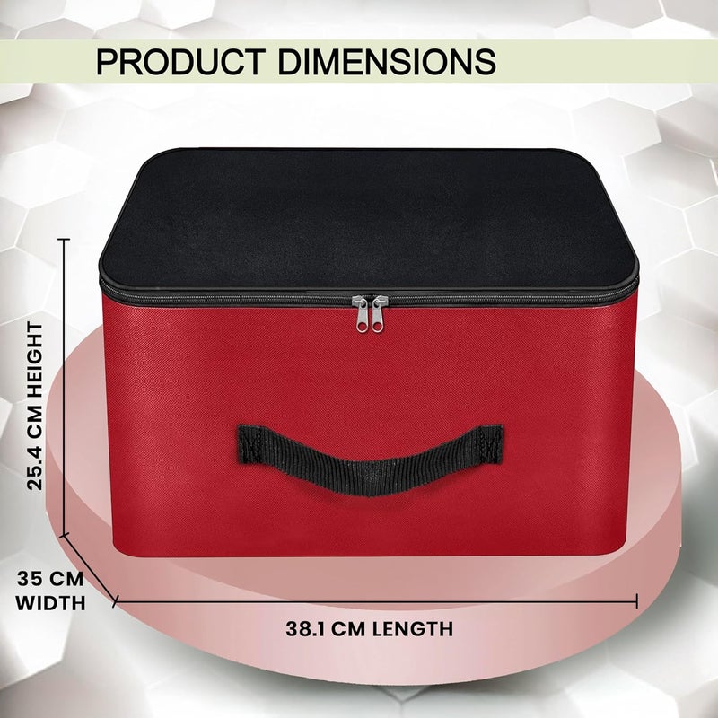 Storite 2 Pack Nylon Underbed Moisture-Proof Wardrobe Organizer – Clothes Storage Bags with Zipper & Handle, Square (Red & Black, 38.1 x 25.4 x 35.5 cm) - Image 2