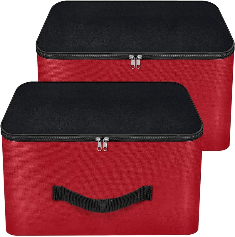 Storite 2 Pack Nylon Underbed Moisture-Proof Wardrobe Organizer – Clothes Storage Bags with Zipper & Handle, Square (Red & Black, 38.1 x 25.4 x 35.5 cm) - Image 1