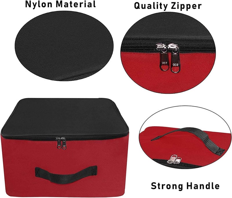 Storite 2 Pack Nylon Underbed Moisture-Proof Wardrobe Organizer – Clothes Storage Bags with Zipper & Handle, Square (Red & Black, 38.1 x 25.4 x 35.5 cm) - Image 3