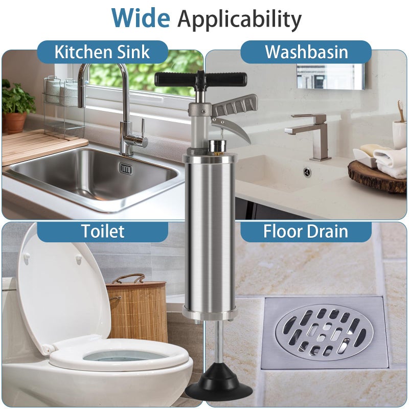 Olpchee Portable High Pressure Kinetic Toilet Plunger Air Drain Blaster Pump for Bath Toilets Bathroom Shower Kitchen Clogged Pipe - Image 4
