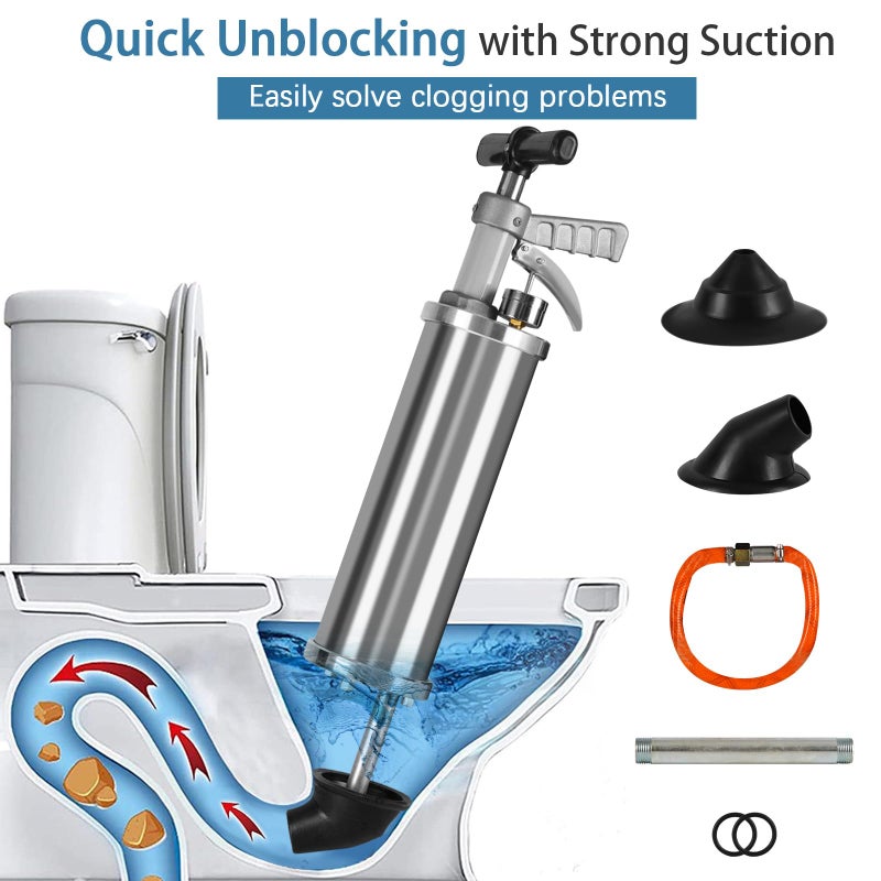Olpchee Portable High Pressure Kinetic Toilet Plunger Air Drain Blaster Pump for Bath Toilets Bathroom Shower Kitchen Clogged Pipe - Image 2