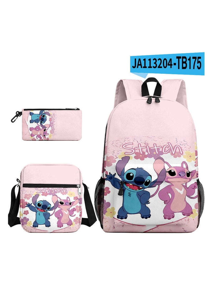 New Cartoon Stitch Backpack School Bag Three-Piece Set 32*45*13 cm