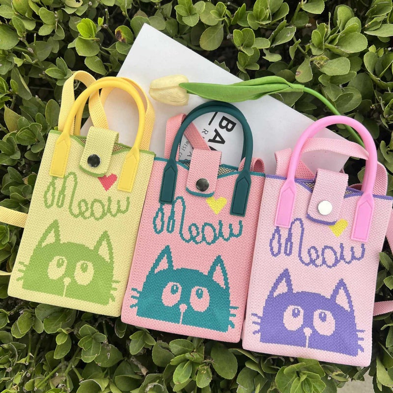 2024 Knitted Mobile Phone Bag Fashionable All-Match Crossbody Small Bag Hand Bag Outgoing Portable Flying Woven Bag - Image 3