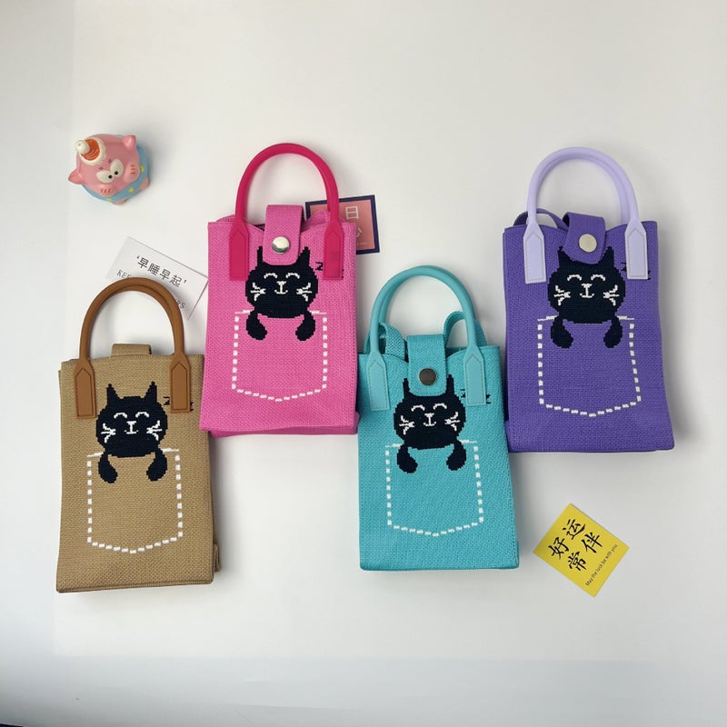 2024 Knitted Mobile Phone Bag Fashionable All-Match Crossbody Small Bag Hand Bag Outgoing Portable Flying Woven Bag - Image 2