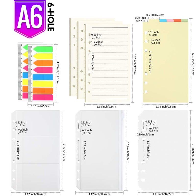 LEOBRO A6 Paper, Planner Inserts for A6 Binder, 6.73"x3.74" Lined Paper, with Binder Pockets & Dividers, for Refillable Notebook, Journal, Planner Refills - Image 3