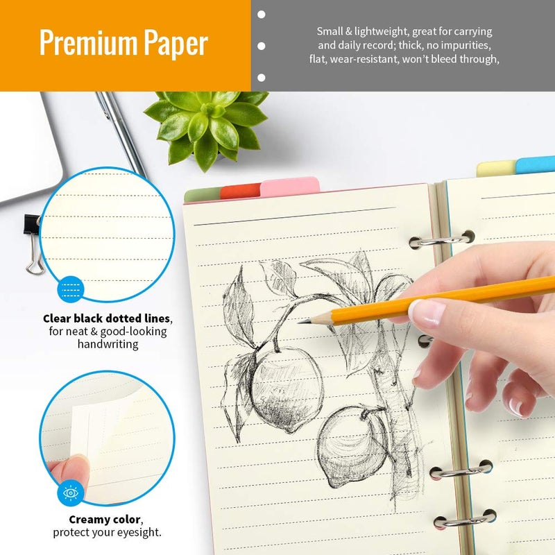 LEOBRO A6 Paper, Planner Inserts for A6 Binder, 6.73"x3.74" Lined Paper, with Binder Pockets & Dividers, for Refillable Notebook, Journal, Planner Refills - Image 4