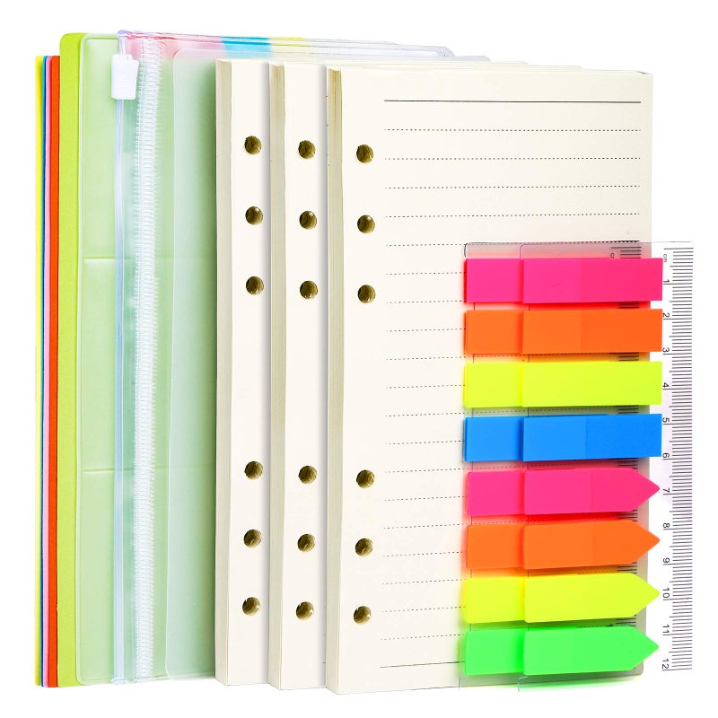 LEOBRO A6 Paper, Planner Inserts for A6 Binder, 6.73"x3.74" Lined Paper, with Binder Pockets & Dividers, for Refillable Notebook, Journal, Planner Refills - Image 1