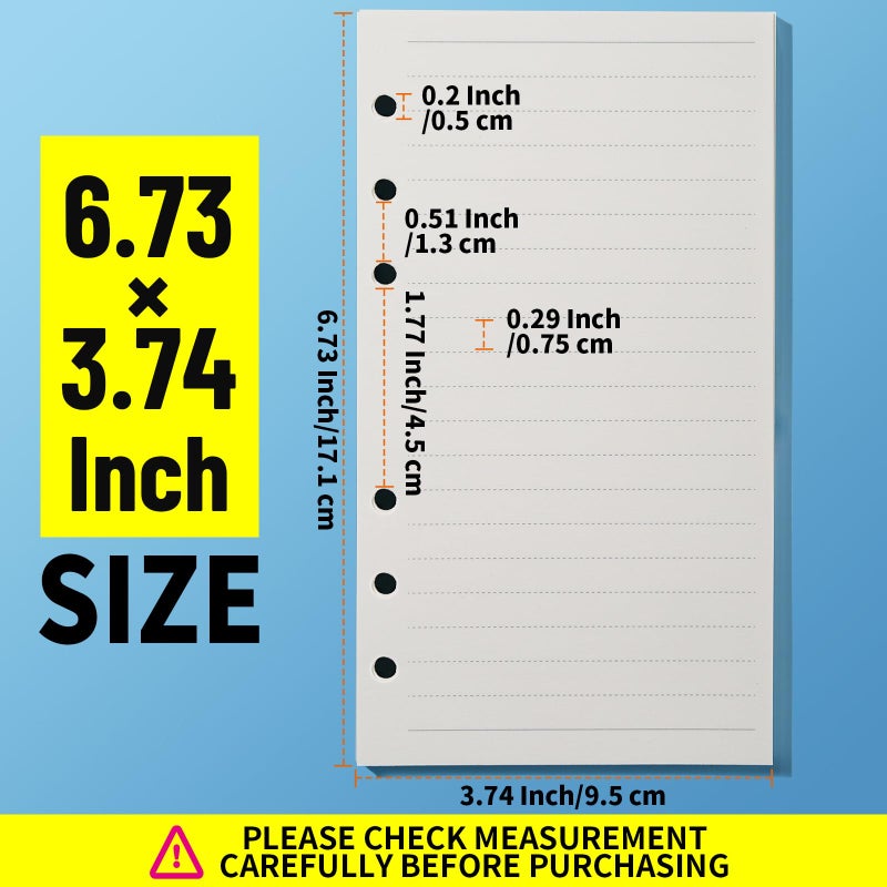 LEOBRO A6 Paper, Planner Inserts for A6 Binder, 6.73"x3.74" Lined Paper, with Binder Pockets & Dividers, for Refillable Notebook, Journal, Planner Refills - Image 2
