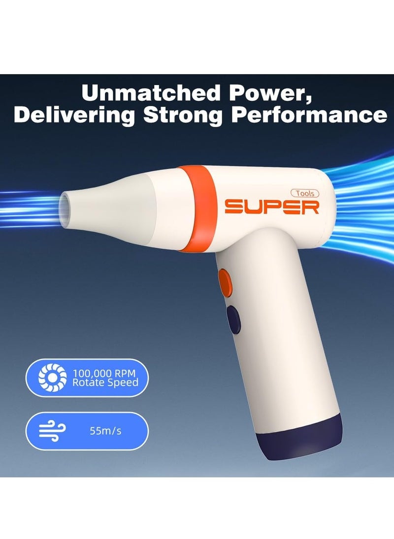 Compressed Air Duster, 100000RPM Mini Electric Air Duster, Multifunctional Portable Jet Dry Blower for Keyboard Cleaner/Computer/Car/Outdoors/BBQ/Camping/Barbershop, Cordless Jet Blower - Image 2