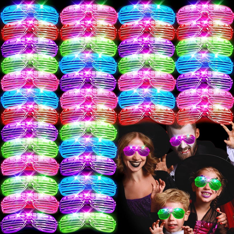 SHQDD 46 Pack Light Up Glasses Glow in the Dark Party Favors 5 Neon Color Led Glasses Shutter Shades Glow Stick Sunglasses Neon Party Supplies for Kids Adults Birthday Wedding Glow Toys Party - Image 2