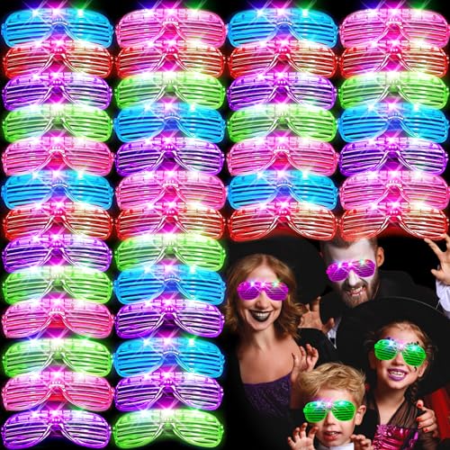 SHQDD 46 Pack Light Up Glasses Glow in the Dark Party Favors 5 Neon Color Led Glasses Shutter Shades Glow Stick Sunglasses Neon Party Supplies for Kids Adults Birthday Wedding Glow Toys Party - Image 1