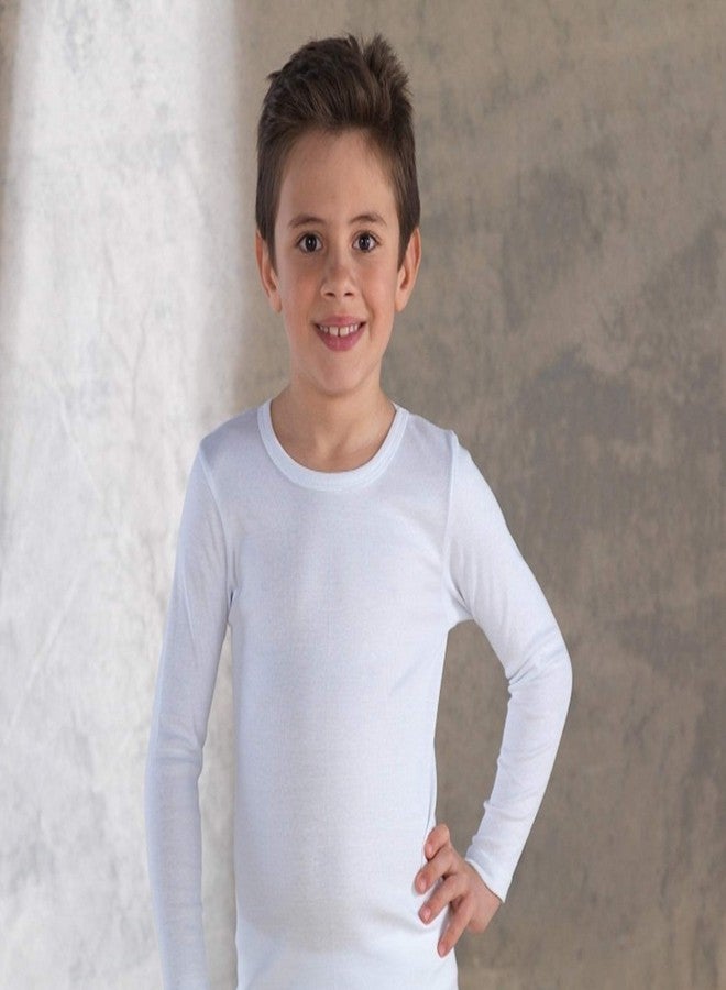 Brix Boys' Long Sleeve Tees - Tagless Crewneck Cotton Soft 4-pk Shirts. 2-20, White 4-pack, 7-8 Years - Image 3