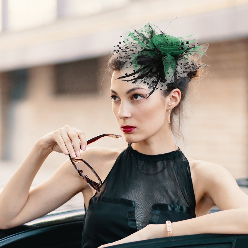 Tea Party Fascinator Hat Wedding Bride Feathering Headband Banquet Headpiece - Image 5