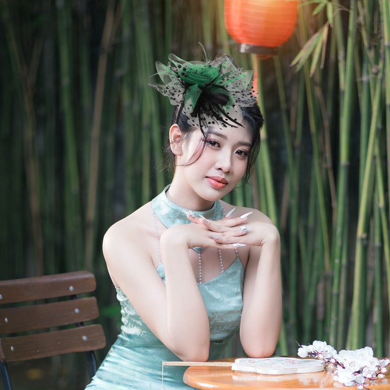 Tea Party Fascinator Hat Wedding Bride Feathering Headband Banquet Headpiece - Image 2