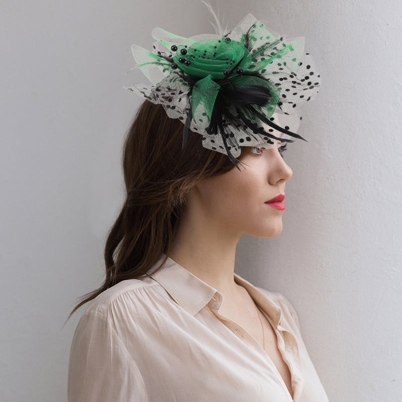 Tea Party Fascinator Hat Wedding Bride Feathering Headband Banquet Headpiece - Image 3