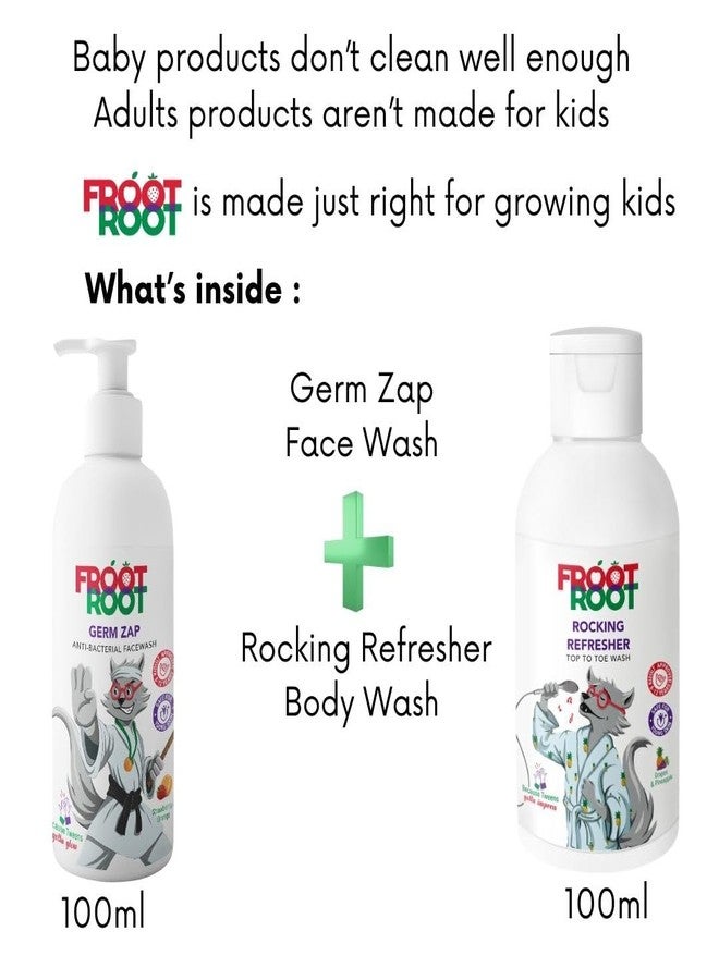 Froot Root Face Wash + Body Wash Combo (100 ml x 2) | Germ Zap Face Wash + Rocking Refresher Body Wash | Gentle Skincare for Kids and Pre Teens | Soap, Sulphate, Paraben Free |Fruit Ayurveda - Image 2