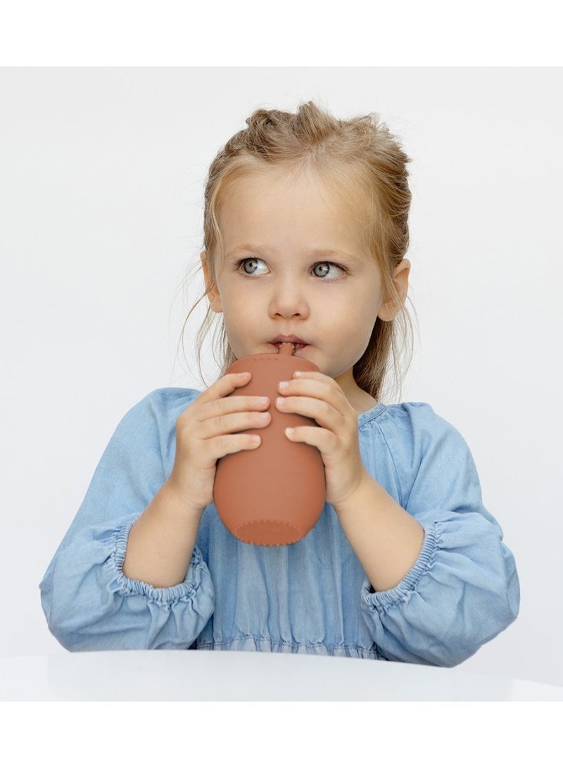 ezpz Happy Sippy Cup & Straw System - 100% Silicone Straw Cup For Infants + Straw Cup For Toddlers - Sienna - Image 4