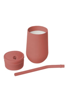 ezpz Happy Sippy Cup & Straw System - 100% Silicone Straw Cup For Infants + Straw Cup For Toddlers - Sienna  - Image 2