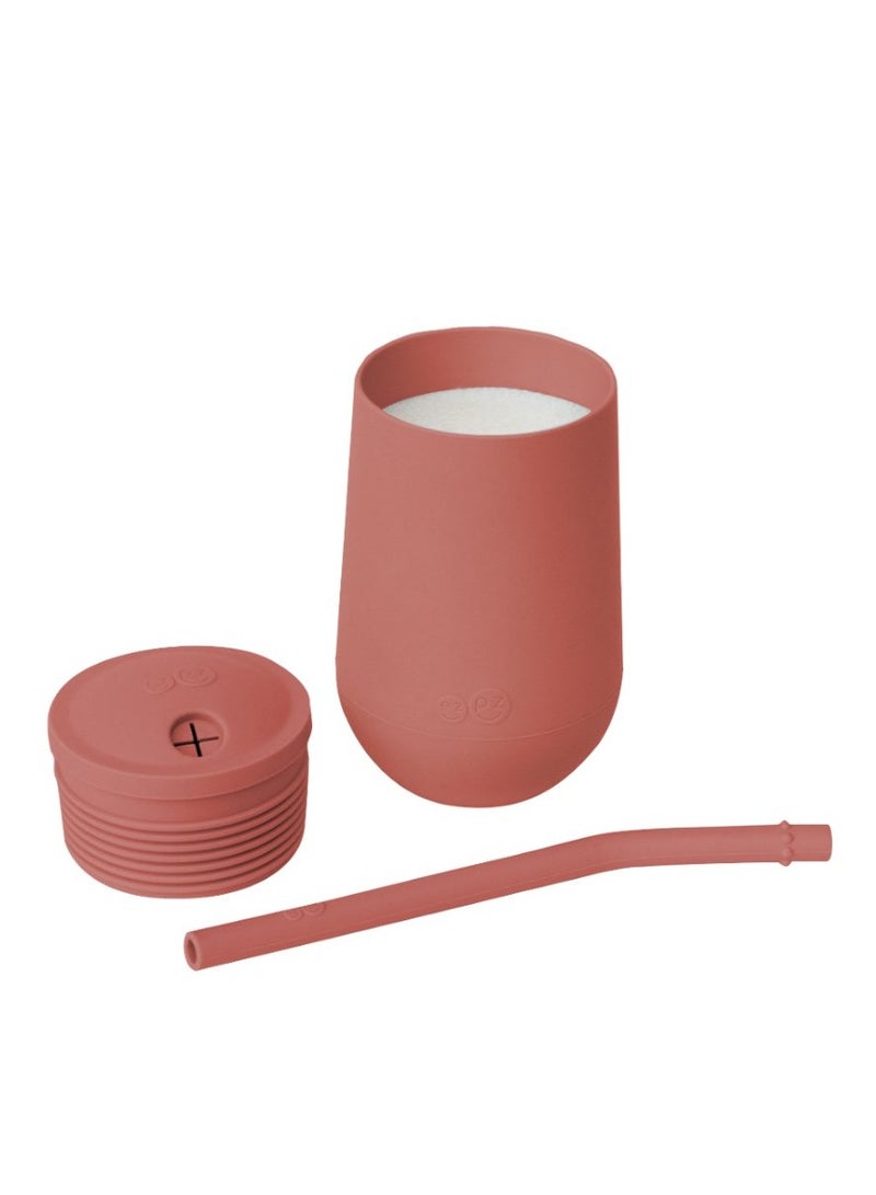 ezpz Happy Sippy Cup & Straw System - 100% Silicone Straw Cup For Infants + Straw Cup For Toddlers - Sienna - Image 2