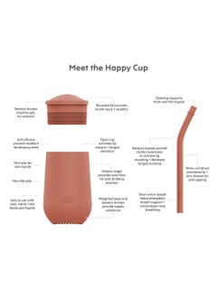 ezpz Happy Sippy Cup & Straw System - 100% Silicone Straw Cup For Infants + Straw Cup For Toddlers - Sienna  - Image 3
