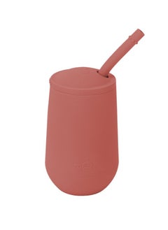 ezpz Happy Sippy Cup & Straw System - 100% Silicone Straw Cup For Infants + Straw Cup For Toddlers - Sienna  - Image 1