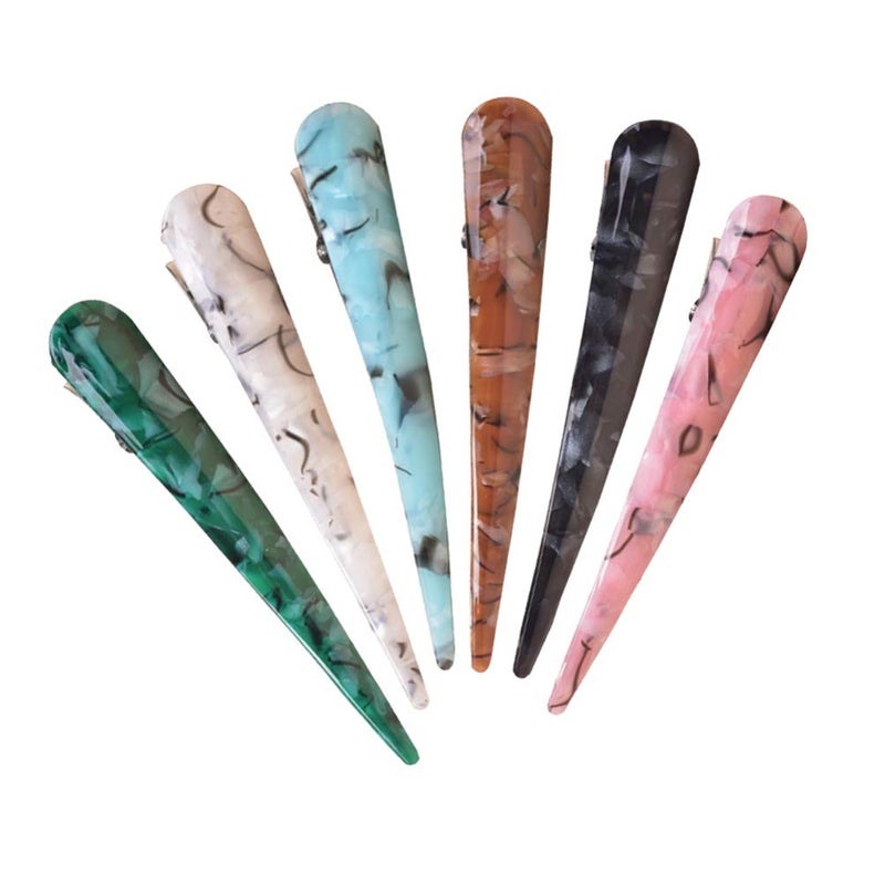 Beaupretty 6pcs Acrylic Hair Clips Large Alligator Hair Clips Metal Duckbill Clips for Thick and Thin Hair (Mixed Color 2)