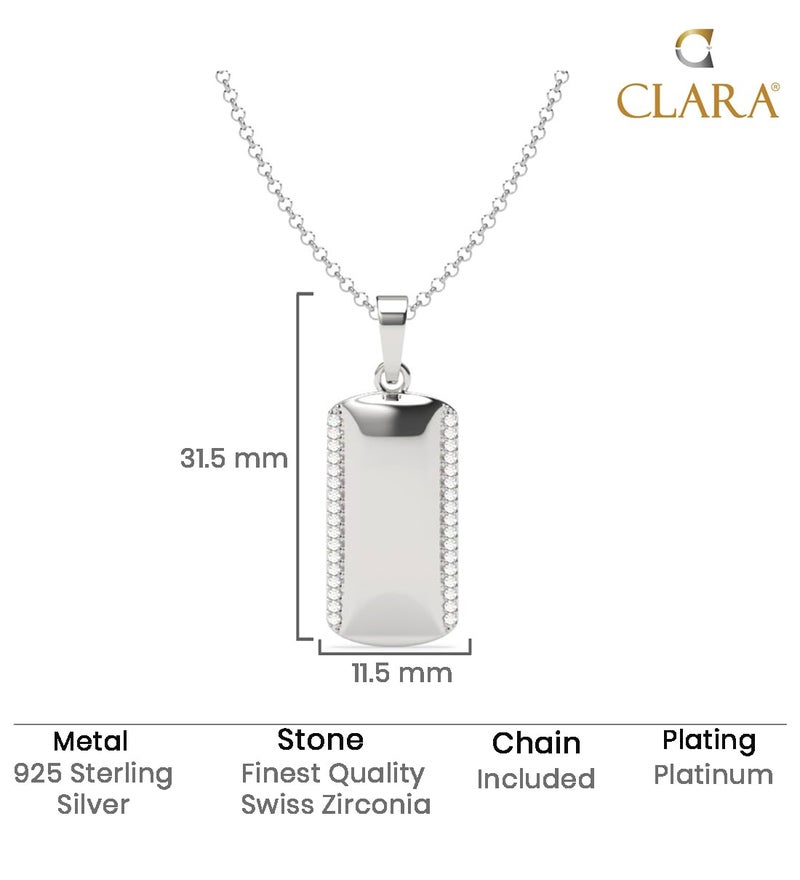 CLARA Pure 925 Sterling Silver Otto Men Pendant Necklace | With or Without Chain | Gift for Men & Boys |Platinum Plated, Swiss Zircon - Image 5