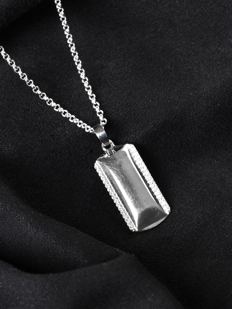 CLARA Pure 925 Sterling Silver Otto Men Pendant Necklace | With or Without Chain | Gift for Men & Boys |Platinum Plated, Swiss Zircon - Image 2